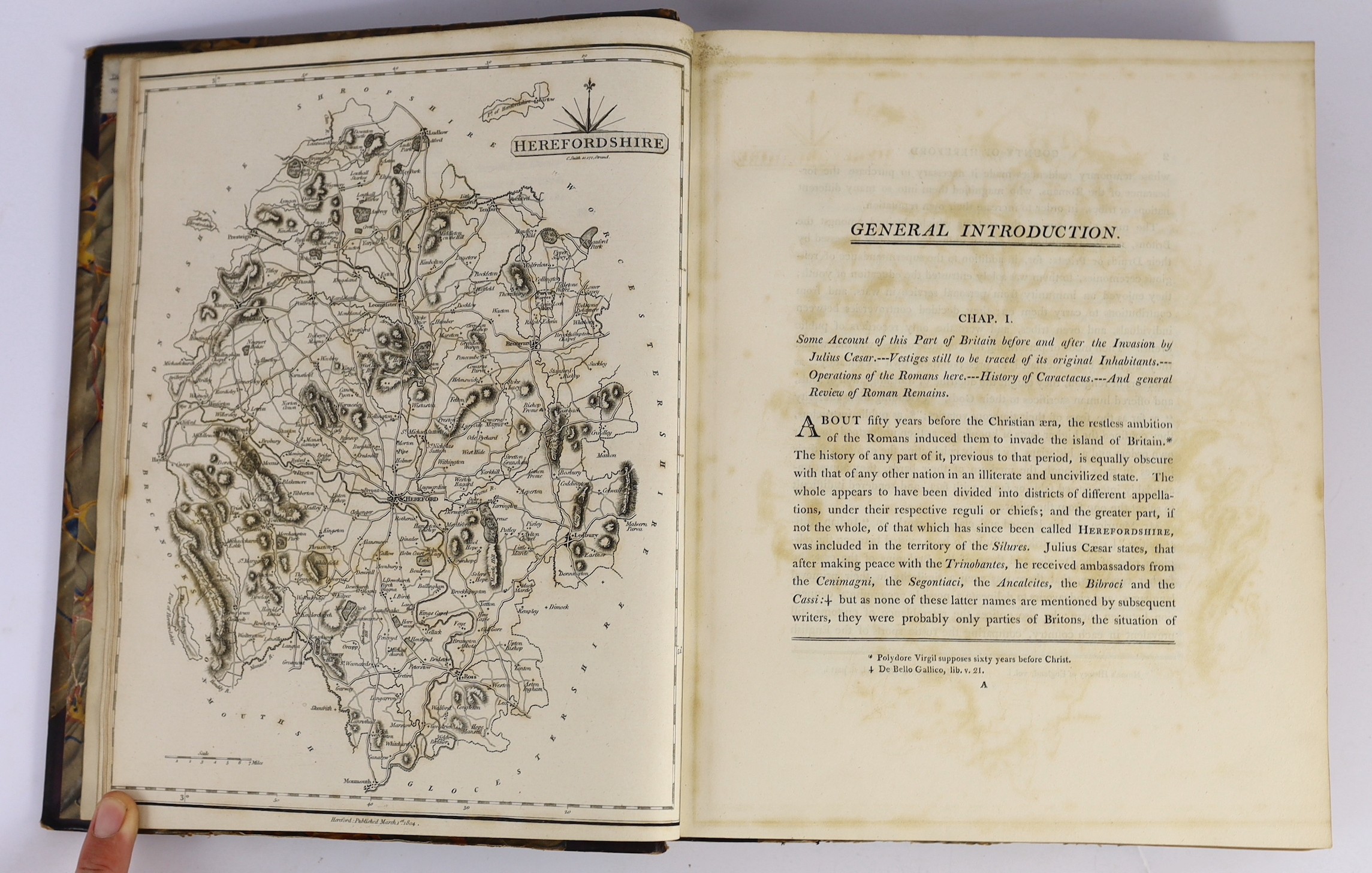 HEREFORD - Duncumb, John - Collections towards the History and Antiquities of the County of Hereford. 2 vols. pictorial title vignettes, county map and 4 others, 2 plans (1d-page), 7 plates and 2 portraits, with text eng